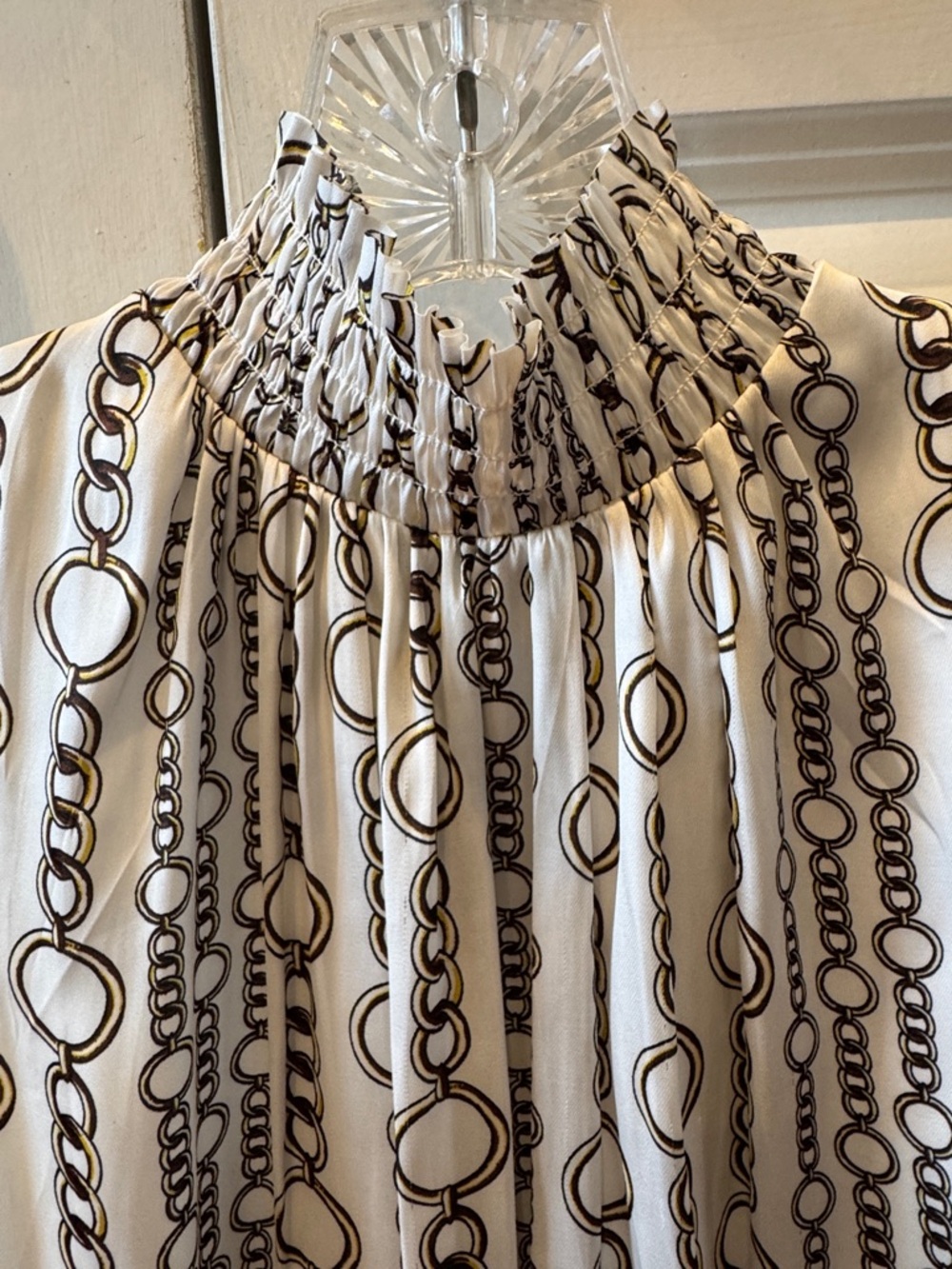 Super cute sleeveless, high gathered neck, Banana Republic blouse